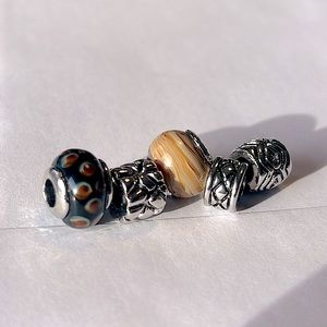 Lampwork glass and metal beads - troll bead bracelet